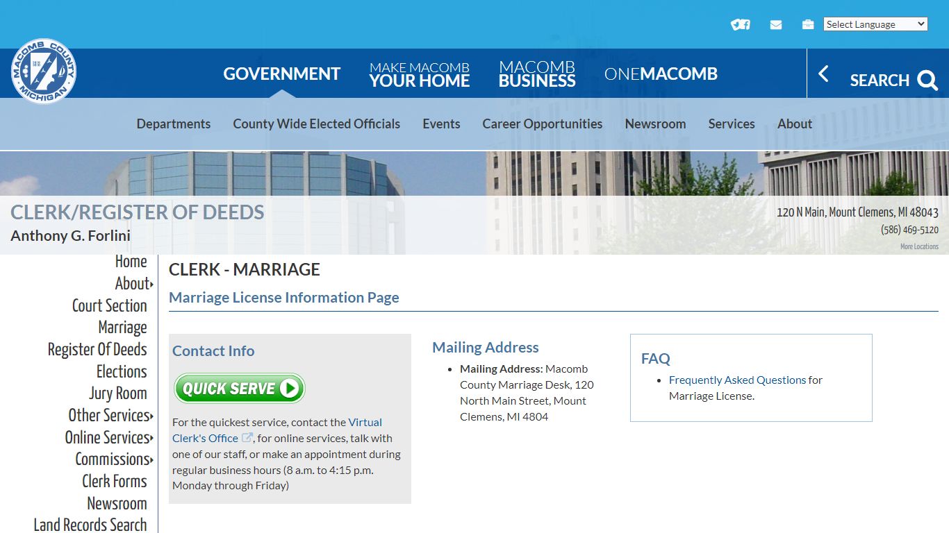 Clerk - Marriage | Macomb County