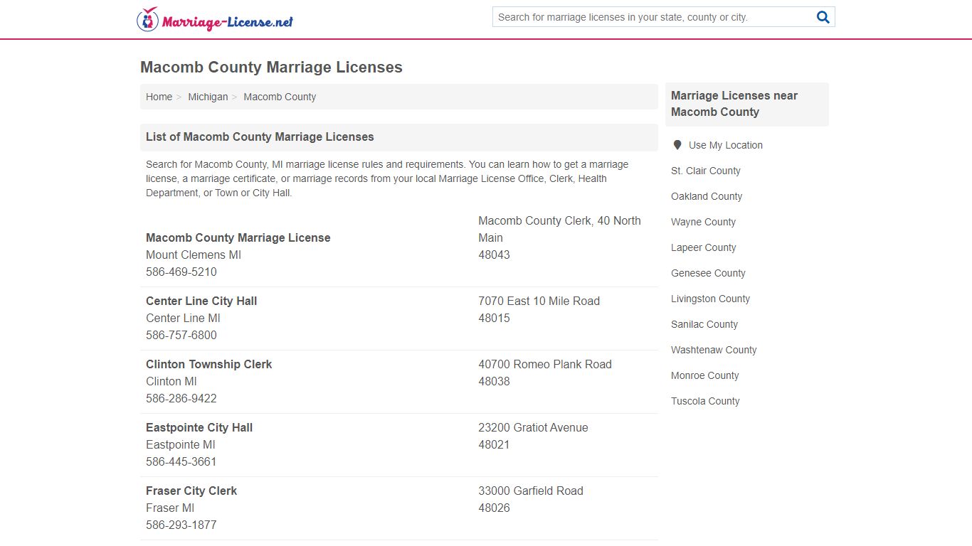 Macomb County Marriage Licenses